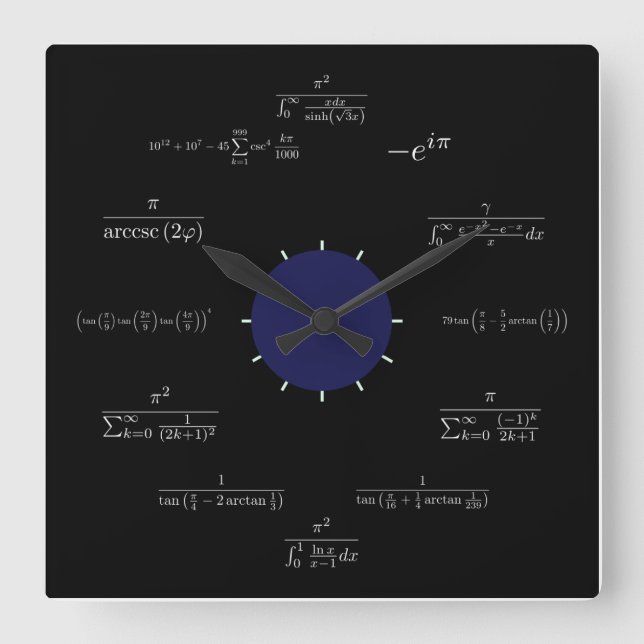 Math (black) square wall clock (Front)