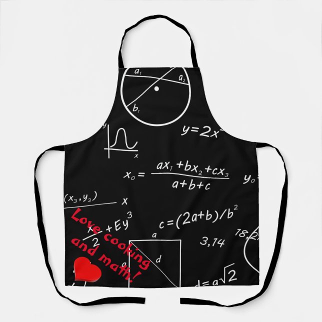 Math blackboard Love cooking and math Apron (Front)