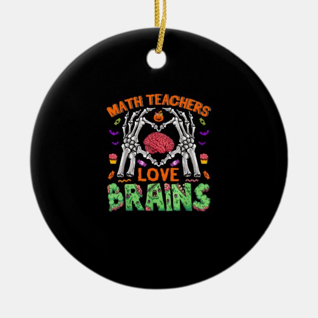 Math Brain Heart Skeleton Hand Zombie Halloween Ceramic Tree Decoration (Front)