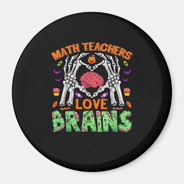 Math Brain Heart Skeleton Hand Zombie Halloween Magnet (Front)