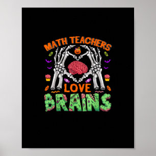 Math Brain Heart Skeleton Hand Zombie Halloween Poster