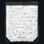 Math Calculations and Shapes Personalised Cute Drawstring Bag<br><div class="desc">Math and statisticians design pattern Drawstring bag for any math nerd. Add a name by clicking the "Personalise" button. A perfect blend of style and functionality. Features a unique pattern background, this bag adds a pop of personality to your everyday ensemble. Whether you're running errands or exploring the city, this...</div>