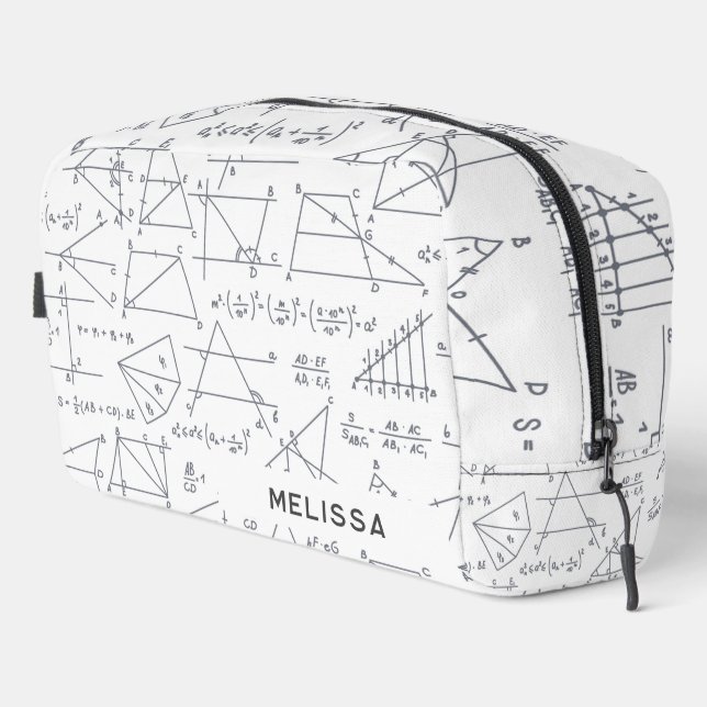 Math Calculations and Shapes Personalised Name Dopp Kit (Right Corner)