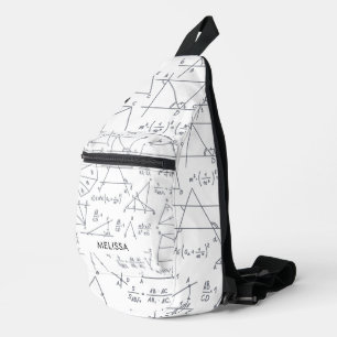 Math Calculations and Shapes Personalised Name Sling Bag