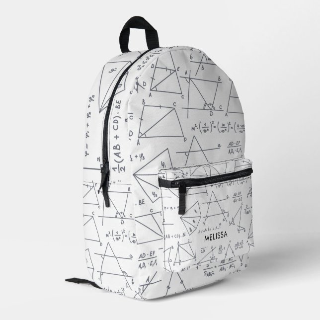 Math Calculations and Shapes Personalised Printed Backpack (Back Corner Left)