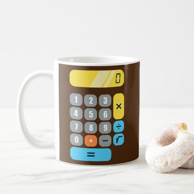 Math Calculator Mathematics Teacher Student Coffee Mug (With Donut)