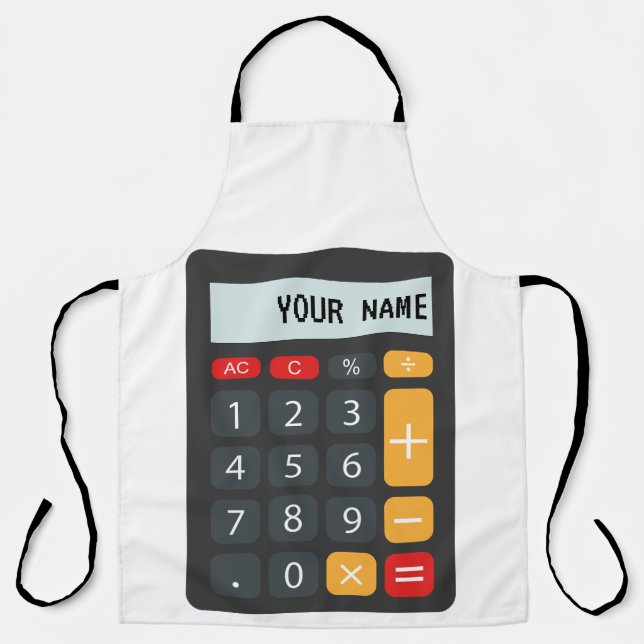 Math Calculator Personalised Name Apron (Front)