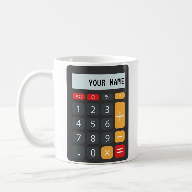 Math Calculator Personalised Name Coffee Mug (Left)