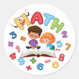 Math Cartoon Colourful Sticker