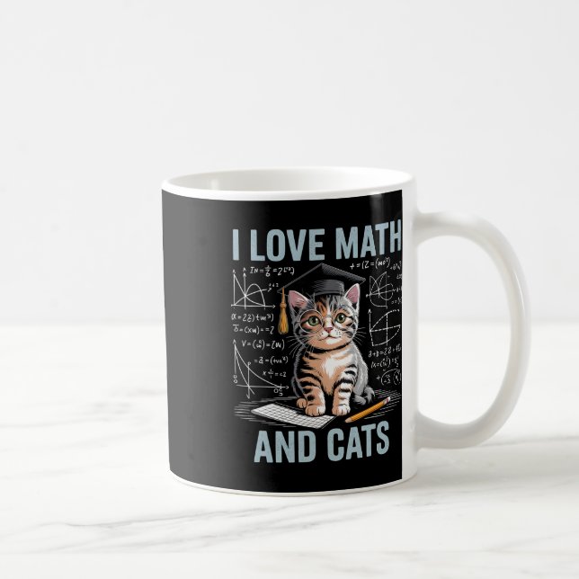 Math Cat Lover Funny Math Teacher I Love Math And  Coffee Mug (Right)