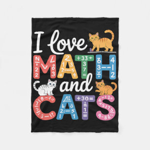 Math Cat Lover Funny Math Teacher I Love Math And Fleece Blanket