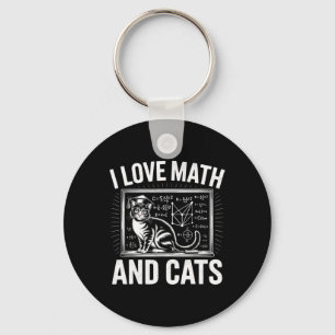 Math Cat Lover Funny Math Teacher I Love Math And Key Ring