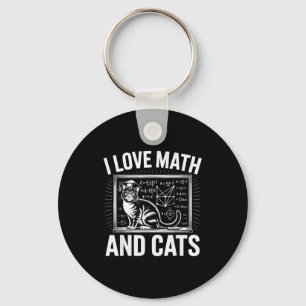 Math Cat Lover Funny Math Teacher I Love Math And Key Ring