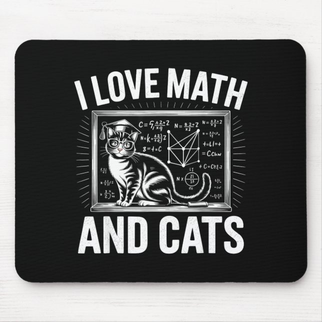 Math Cat Lover Funny Math Teacher I Love Math And  Mouse Mat (Front)