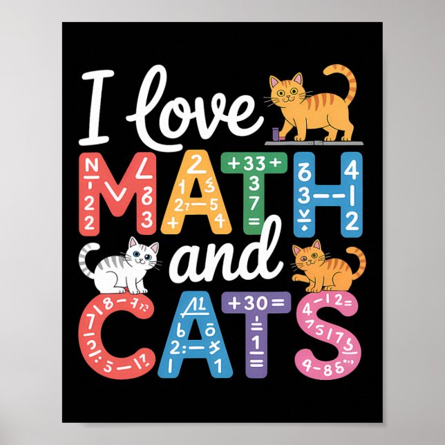 Math Cat Lover Funny Math Teacher I Love Math And  Poster (Front)