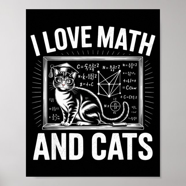 Math Cat Lover Funny Math Teacher I Love Math And  Poster (Front)