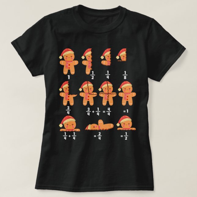 Math Christmas Gingerbread Mathematic Teacher Nerd T-Shirt (Design Front)