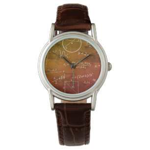 Math classic brown leather watch
