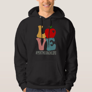 Math Coach Love Apple Groovy Retro Cute Back To Sc Hoodie
