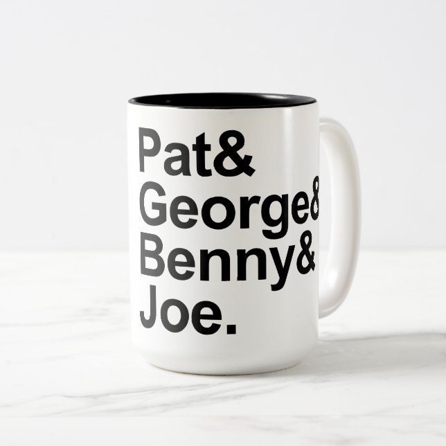 Math Detectives - Pat, George, Benny, and Joe Two-Tone Coffee Mug (Front Right)