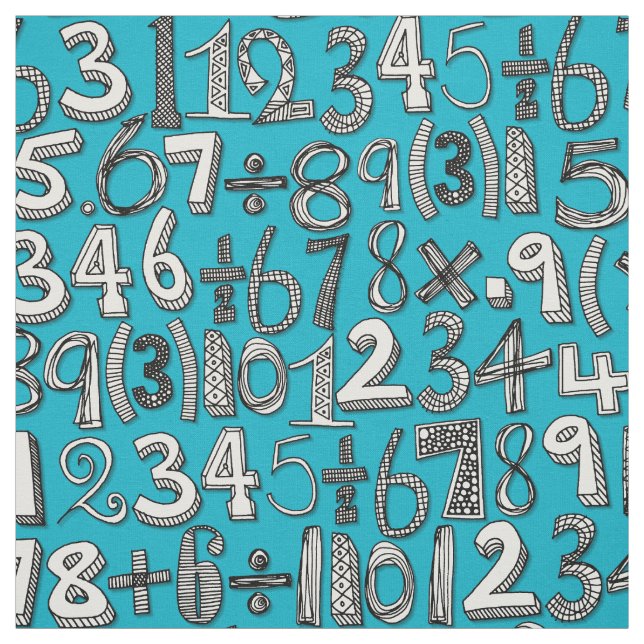math doodle blue fabric (Swatch)