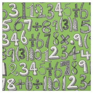 math doodle green fabric