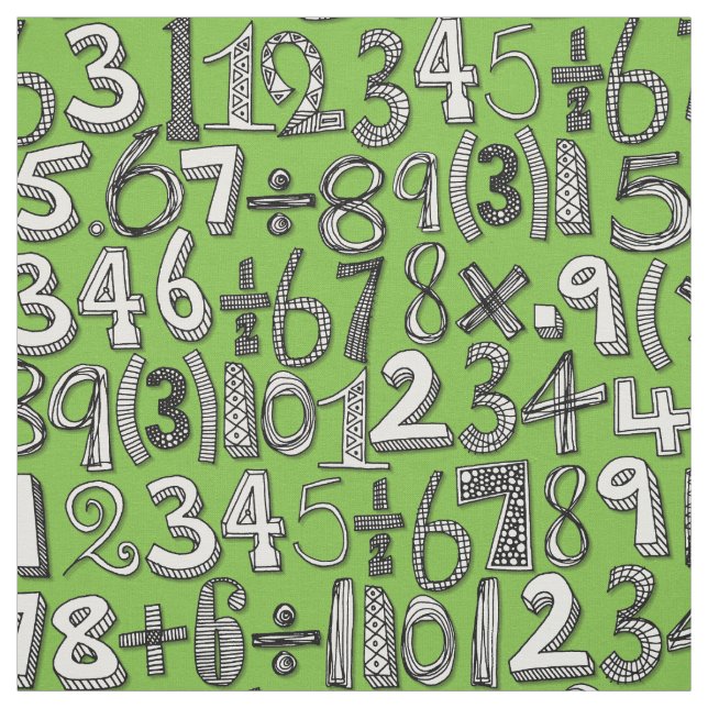 math doodle green fabric (Swatch)