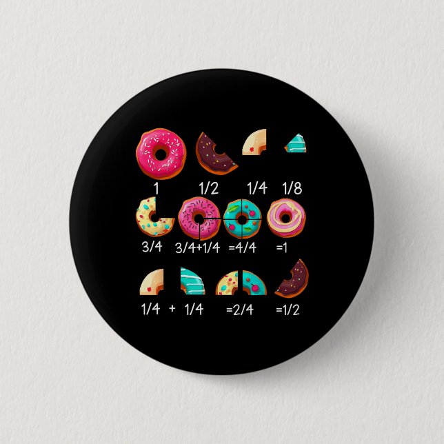 Math Doughnut Fraction Back to School Teacher Gift 6 Cm Round Badge (Front)