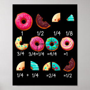 Math Doughnut Fraction Back to School Teacher Gift Poster