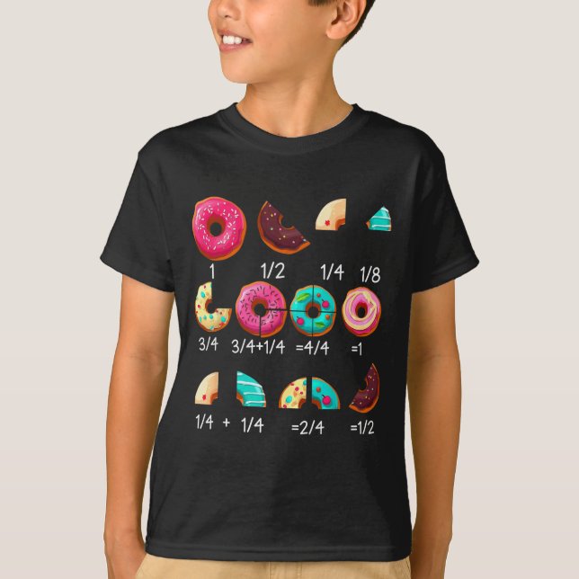 Math Doughnut Fraction Back to School Teacher Gift T-Shirt (Front)