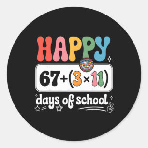 Math Equation 100th Day Teacher Groovy 100 Days Of Classic Round Sticker