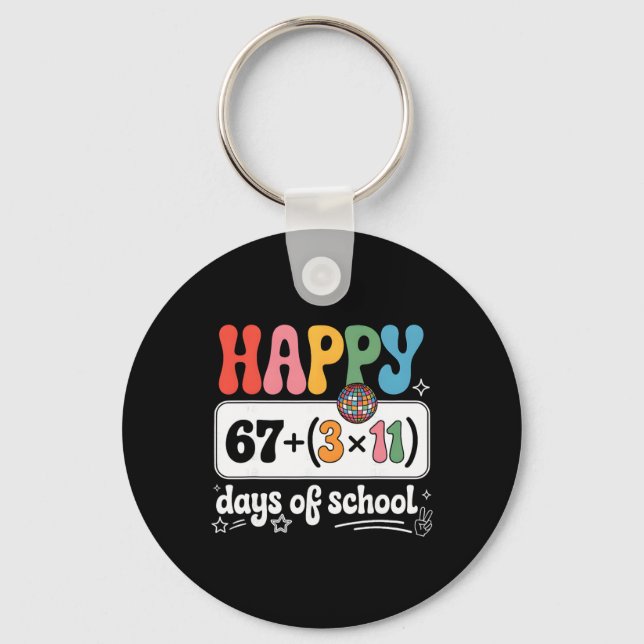 Math Equation 100th Day Teacher Groovy 100 Days Of Key Ring (Front)