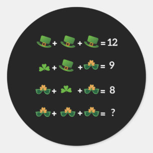 Math Equation Funny St Patricks Day Teacher 1 Classic Round Sticker