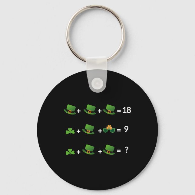 Math Equation Funny St Patricks Day Teacher  Key Ring (Front)