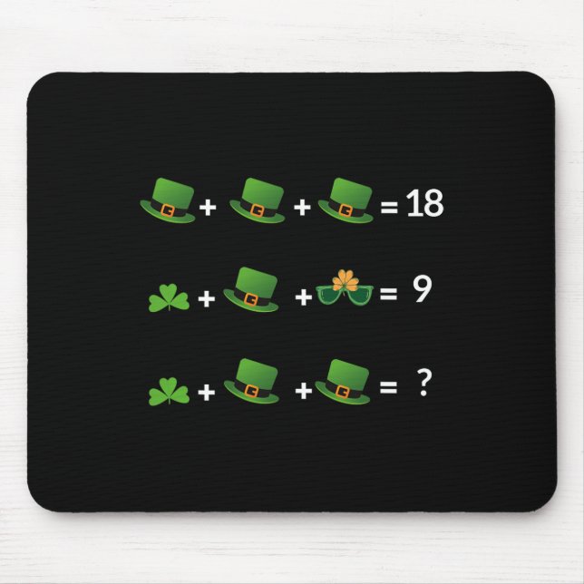 Math Equation Funny St Patricks Day Teacher  Mouse Mat (Front)