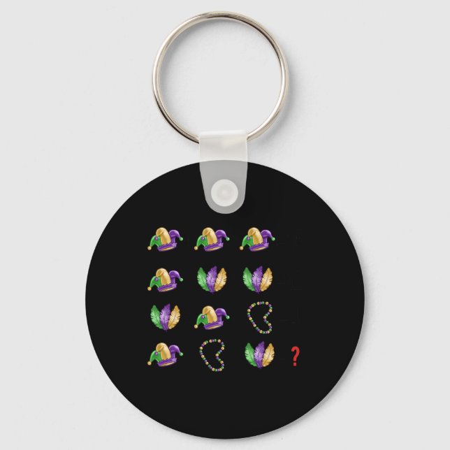 Math Equation Mardi Gras Beads Masks Teacher Stude Key Ring (Front)
