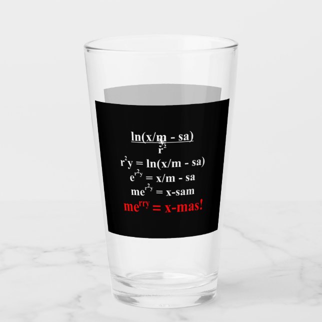 Math Equation Merry Christmas Glass (Front)