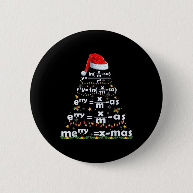 Math Equation Merry X-mas Funny Math Teacher Chris 6 Cm Round Badge (Front)