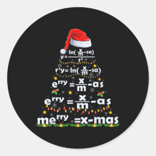Math Equation Merry X-mas Funny Math Teacher Chris Classic Round Sticker
