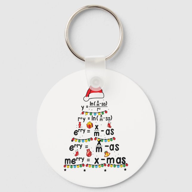 Math Equation Merry X-mas Funny Math Teacher Chris Key Ring (Front)