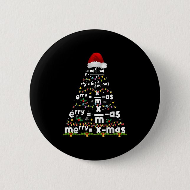 Math Equation Merry Xmas Season Teacher Christmas  6 Cm Round Badge (Front)