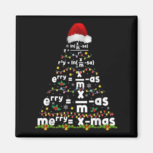 Math Equation Merry Xmas Season Teacher Christmas  Magnet (Front)