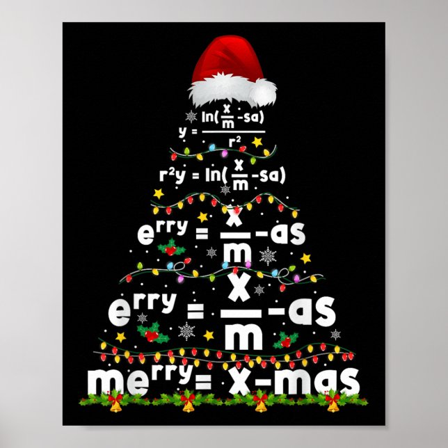 Math Equation Merry Xmas Season Teacher Christmas  Poster (Front)