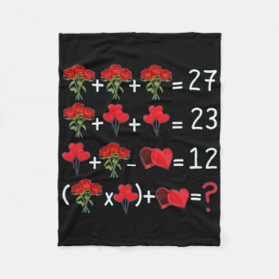 Math Equation Roses Lloons Chocolates Funny Valent Fleece Blanket