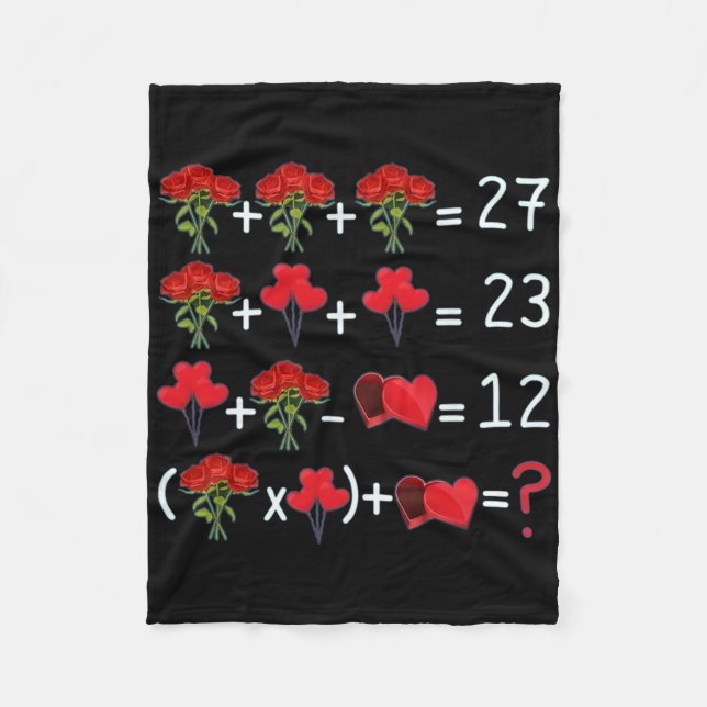 Math Equation Roses Lloons Chocolates Funny Valent Fleece Blanket (Front)