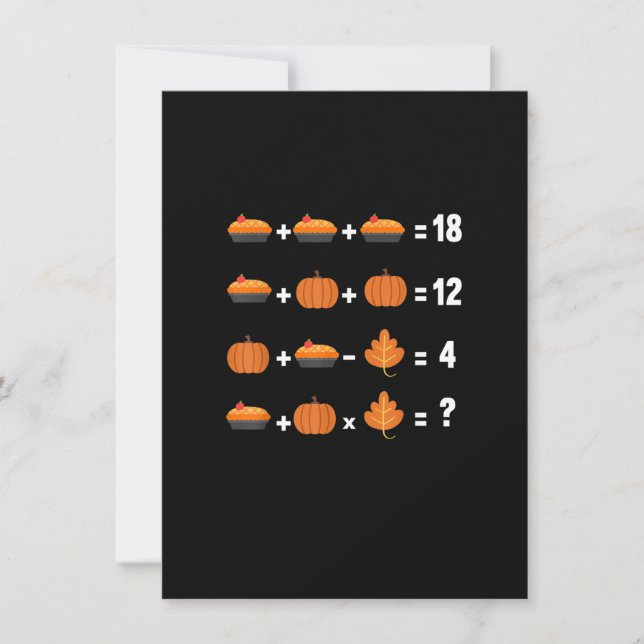 Math Equation Thanksgiving Day Funny Pumpkin Pie F Invitation (Front)