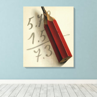 Math Equation with Red Pencil, Vintage Business Canvas Print