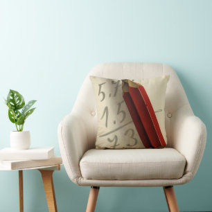 Math Equation with Red Pencil, Vintage Business Cushion