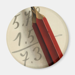Math Equation with Red Pencil, Vintage Business Magnet