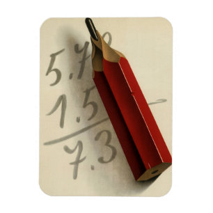 Math Equation with Red Pencil, Vintage Business Magnet